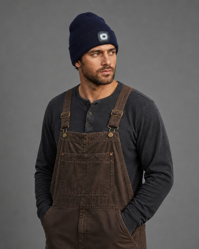 Navy Acylic LED Knit Hat