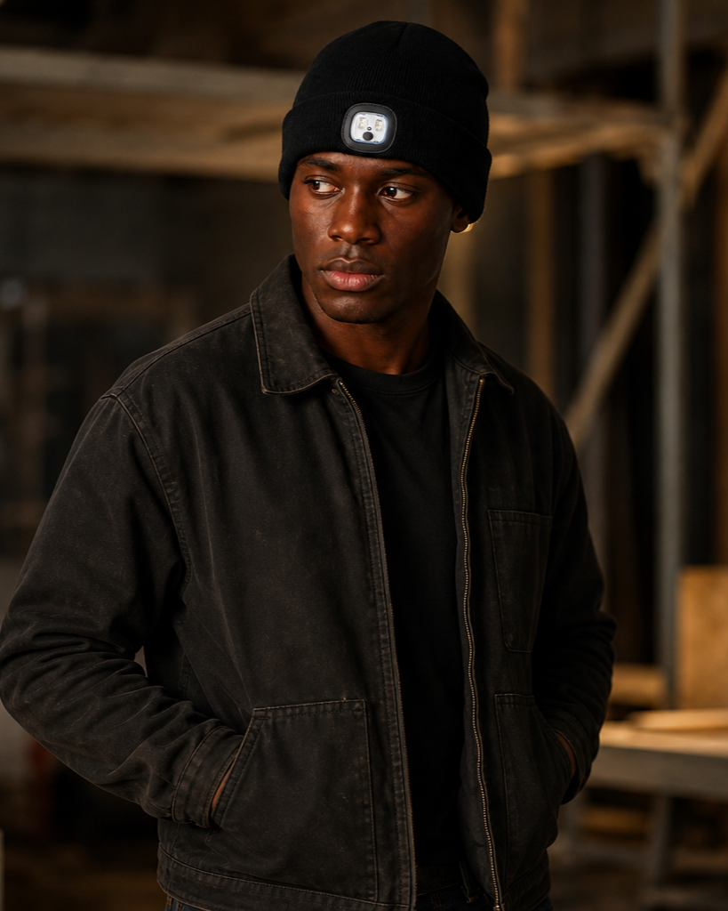 Black Acylic LED Knit Hat