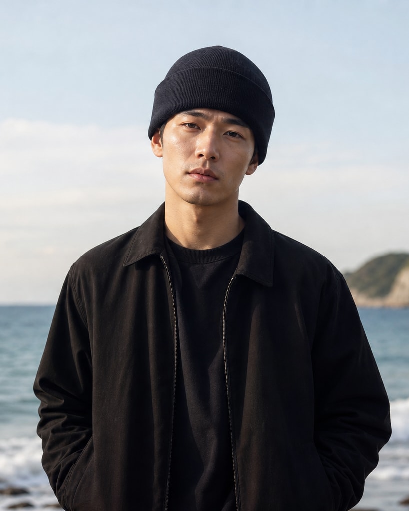 Navy Black Acylic Polyester 3M Thermical Knit Beanie