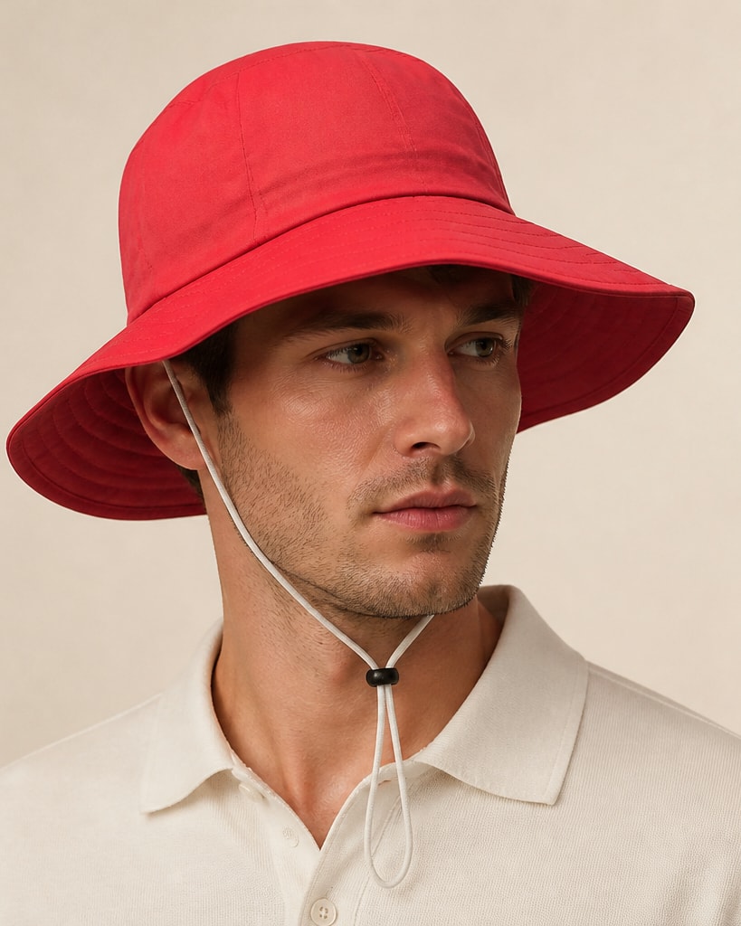 Red and Black Cotton Sunproof  Fashion Bucket Hat