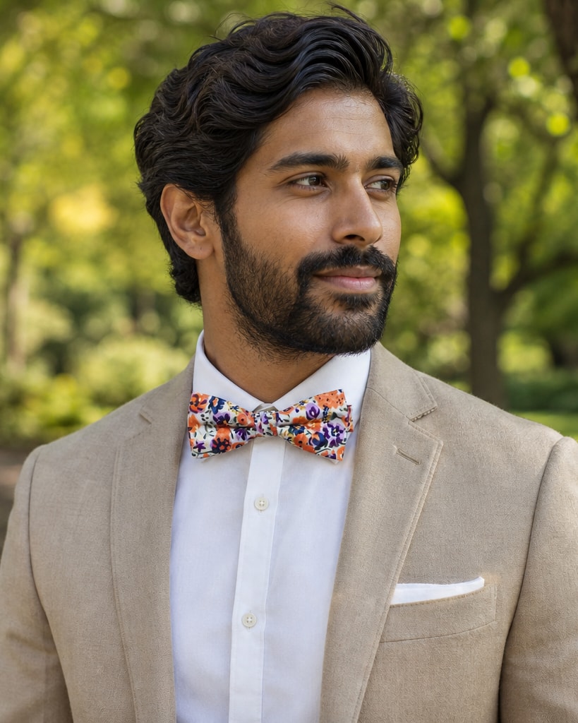 MultiColour Flower Polyester Printed Trendy Bow Tie