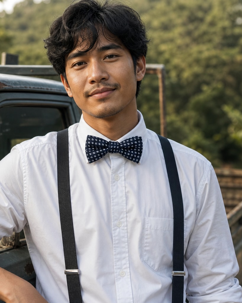 Navy Cotton printed Arrowhead Bow Tie