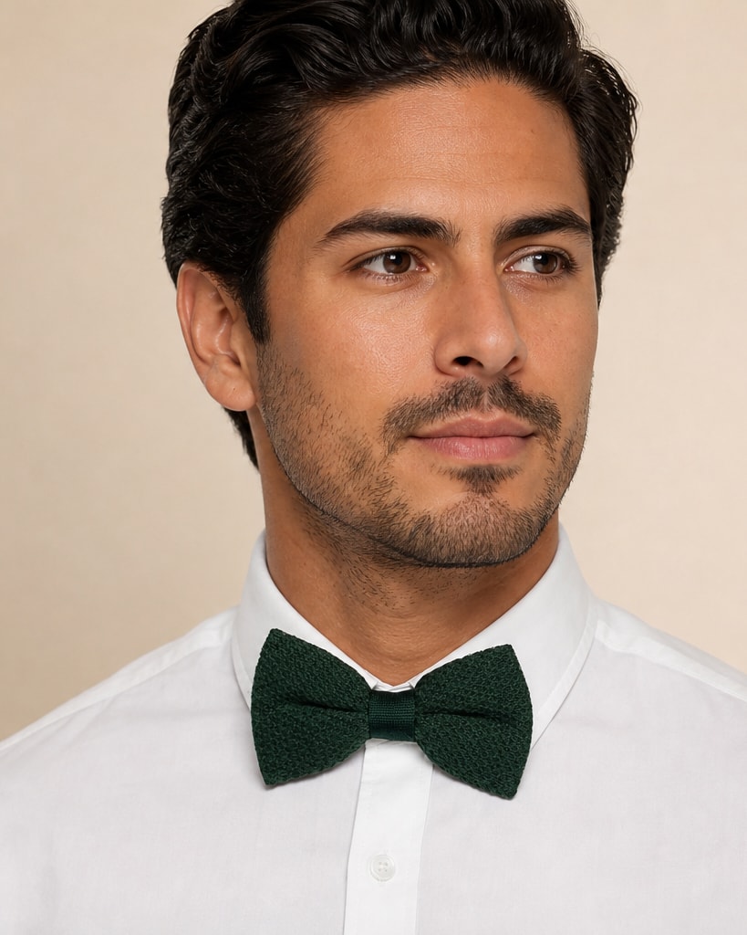 Green Acrylic Knit Classical Bow Tie