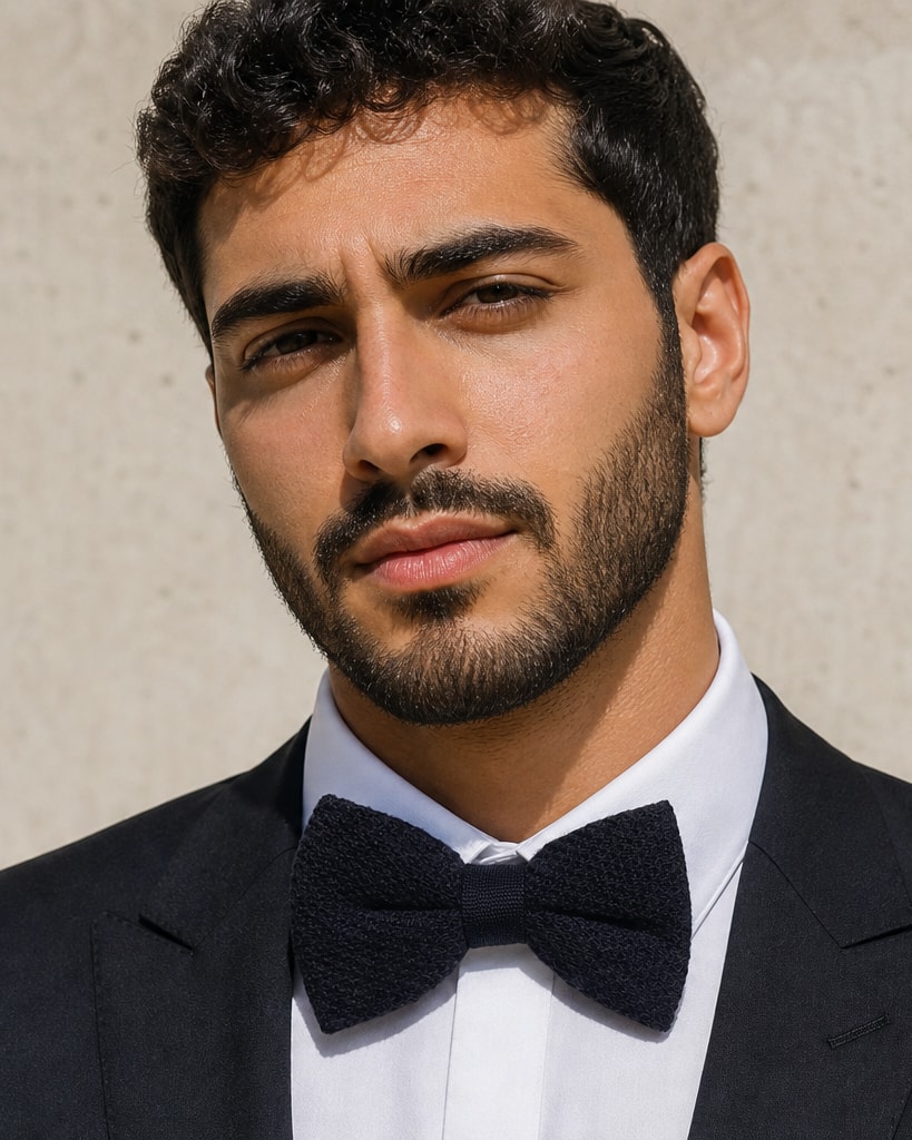 Black Acrylic Knit Classical Bow Tie