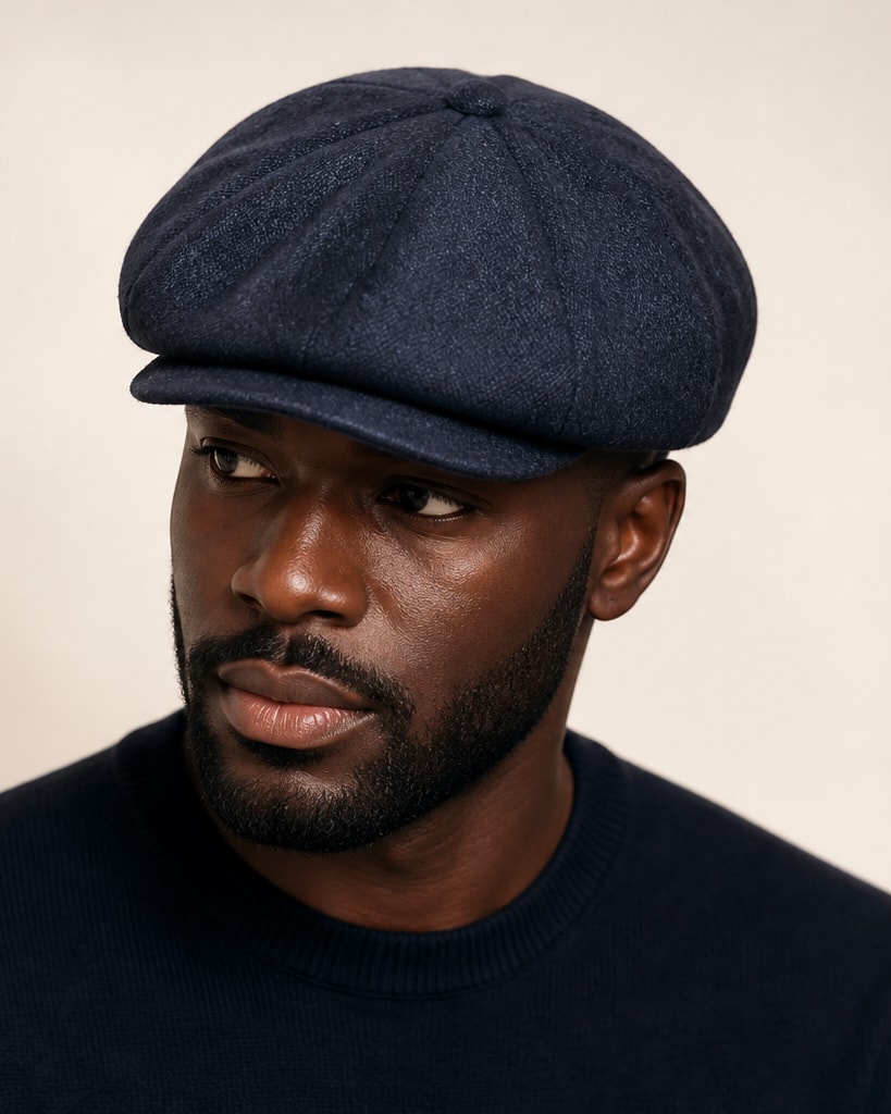 Navy Polyester Fashion 8 Pannel Cap