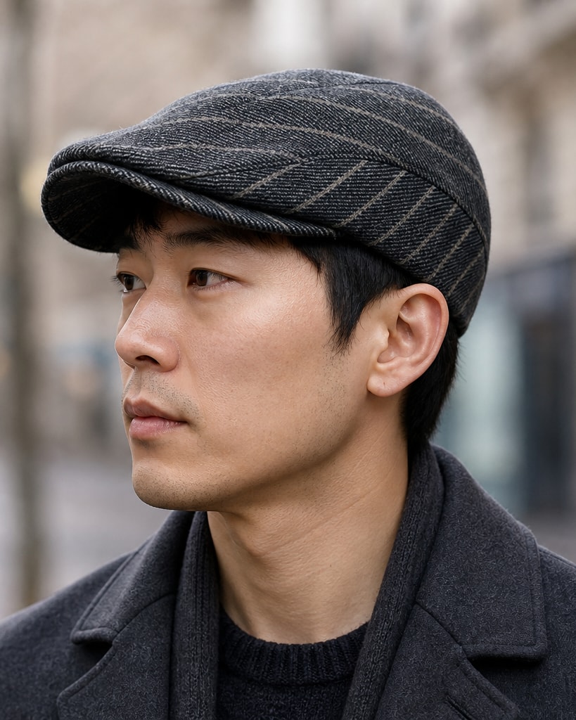 Khaki Wool Polyester Fashion Flat Cap