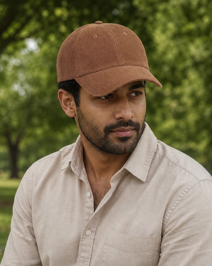 Rust Cotton Wale Corduroy Classical Golf Cap