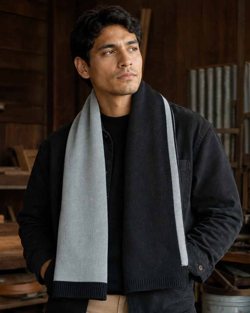 Black Acrylic Fashion Jacquard Scarf
