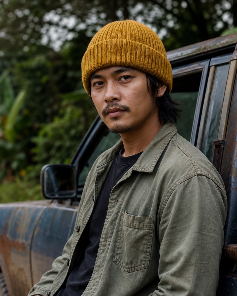 Mustard Cotton Double Cuff Fashion Hat