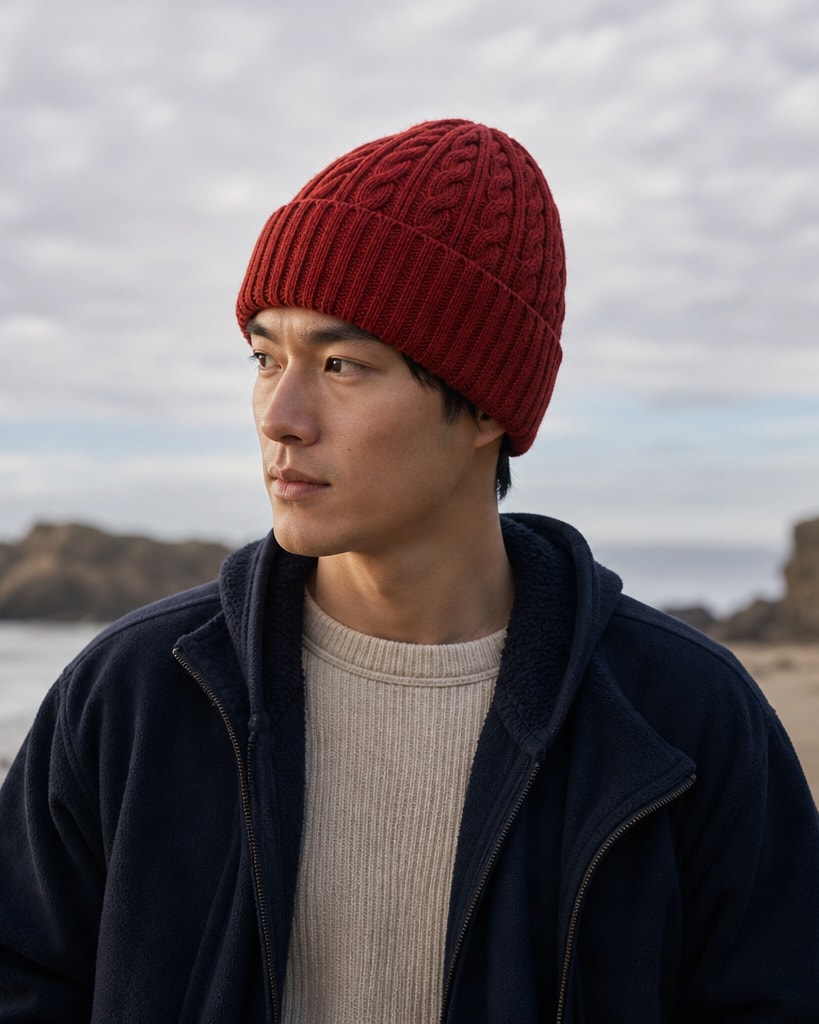 Wine Wool With Lining Comfort Knit Hat