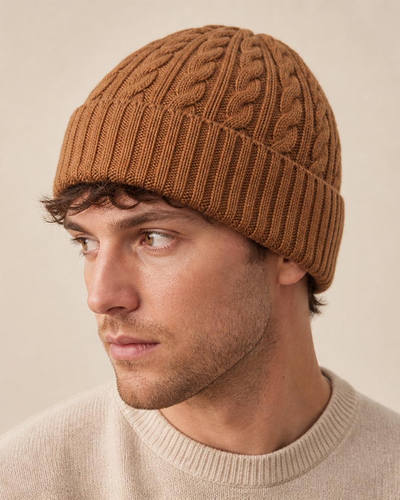 Orange Acrylic Comfort Knit Hat