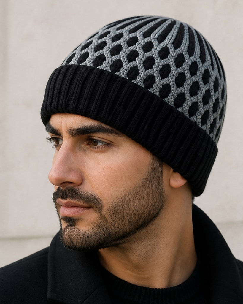 Grey Acylic Wool Fashion Knit Hat