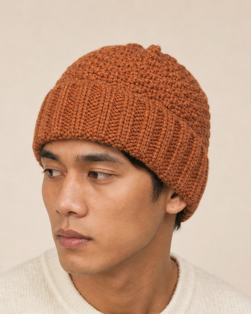 Rust Acylic Classical Knit Hat