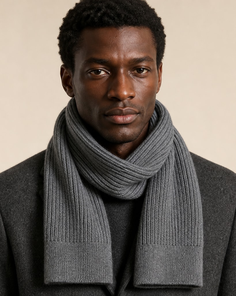 Grey Melange Acrylic Fashion Knit Scarf