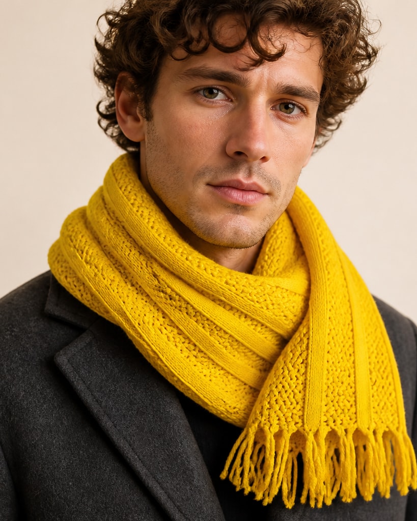 Yellow Acrylic Comfortable Knit Blanket