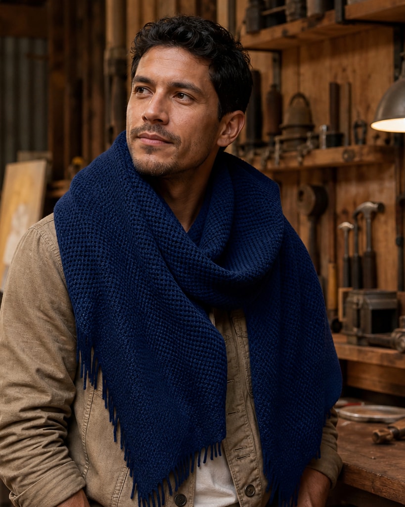 Navy Acrylic Comfortable Knit Blanket