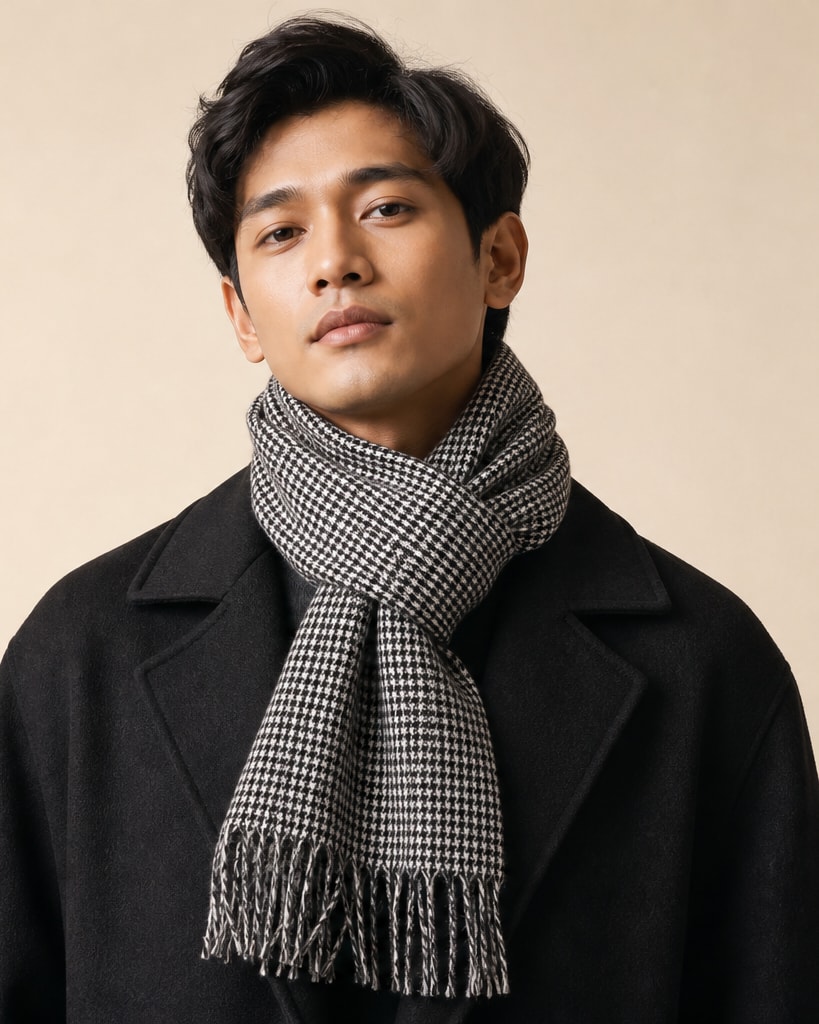 Grey Polyester Pure Woven Scarf
