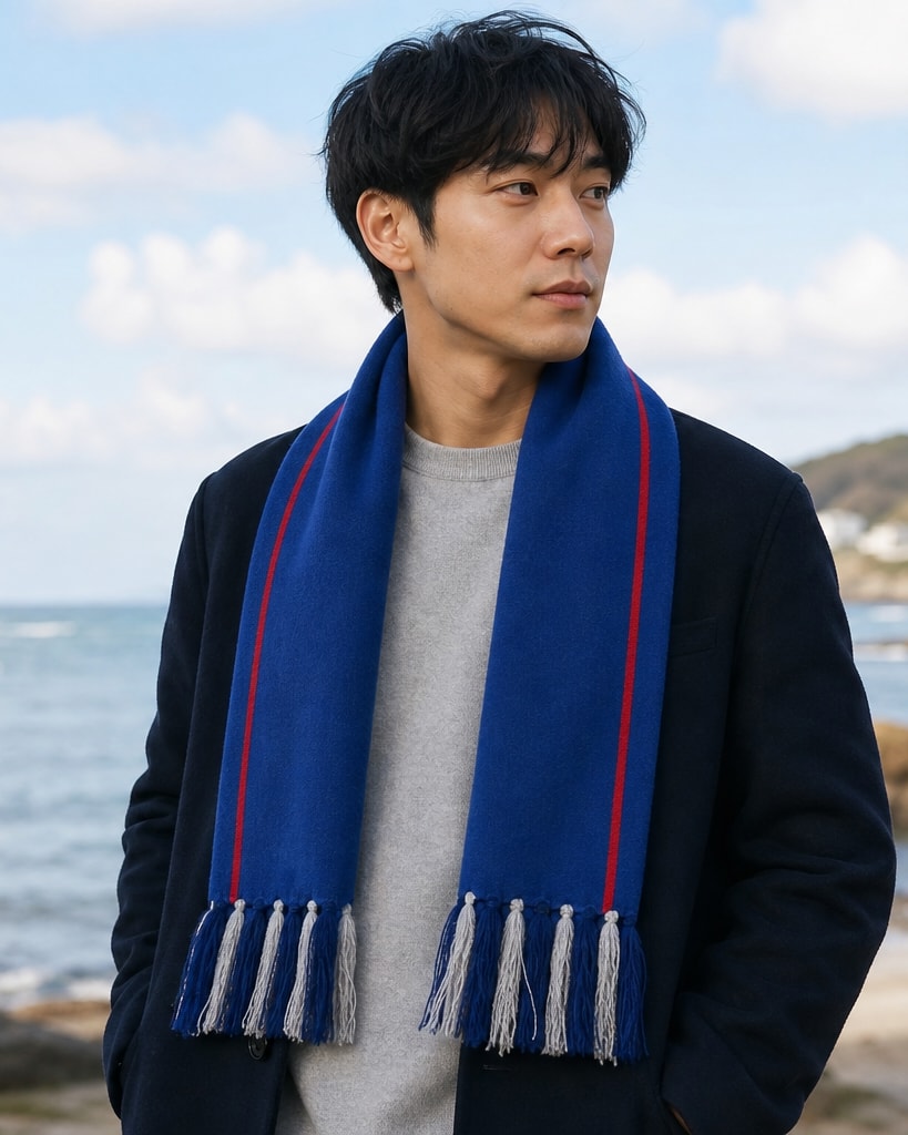 Blue Acylic Comfort Jacquard Sport Scarf