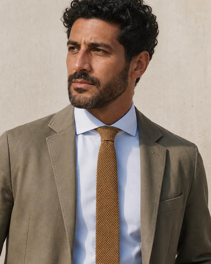 Khaki Polyester Classical Fashion knit Tie