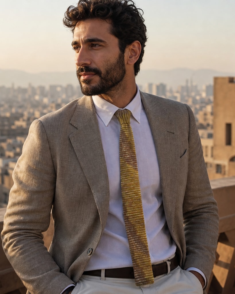 Yellow Multicolour Acrylic Fashion Classical Tie
