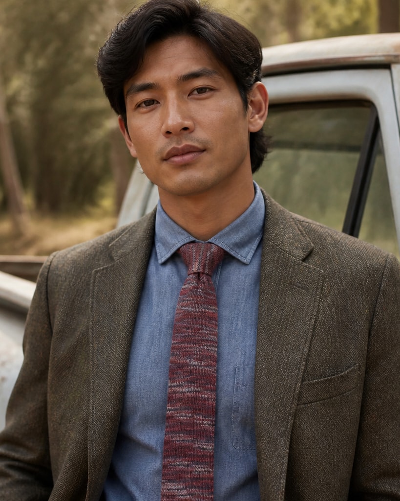 Wine Multicolour Acrylic Fashion Knit Tie
