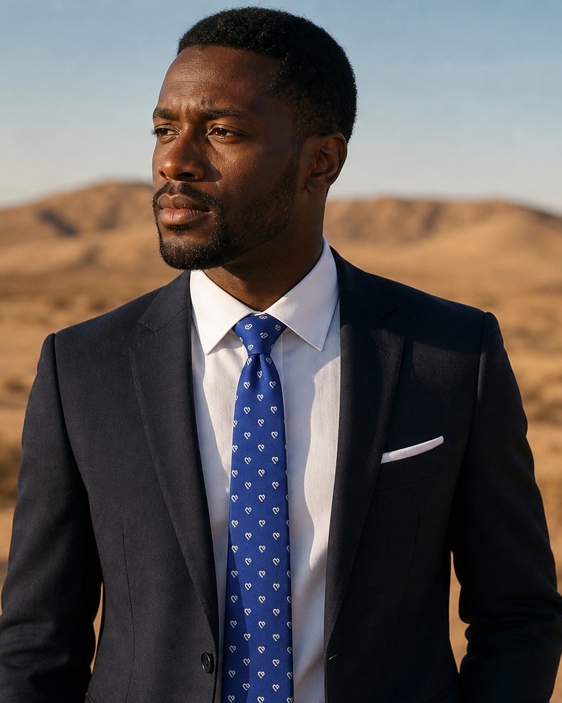 Navy Polyester Jacquard Necktie