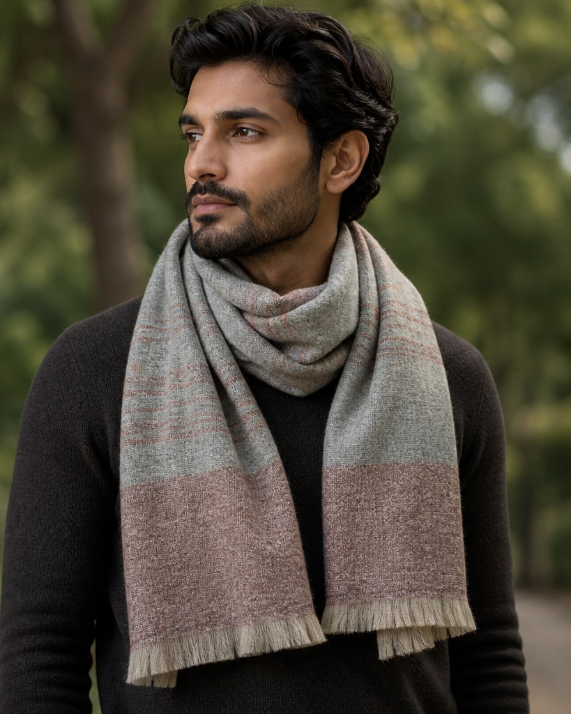Beige Melange Mulitcolour Acrylic Comfort Woven Scarf