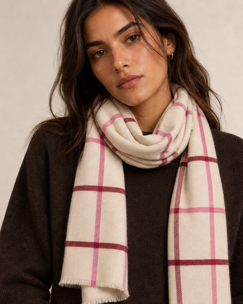 Beige Polyester Acrylic Comfort Fashion Woven Scarf